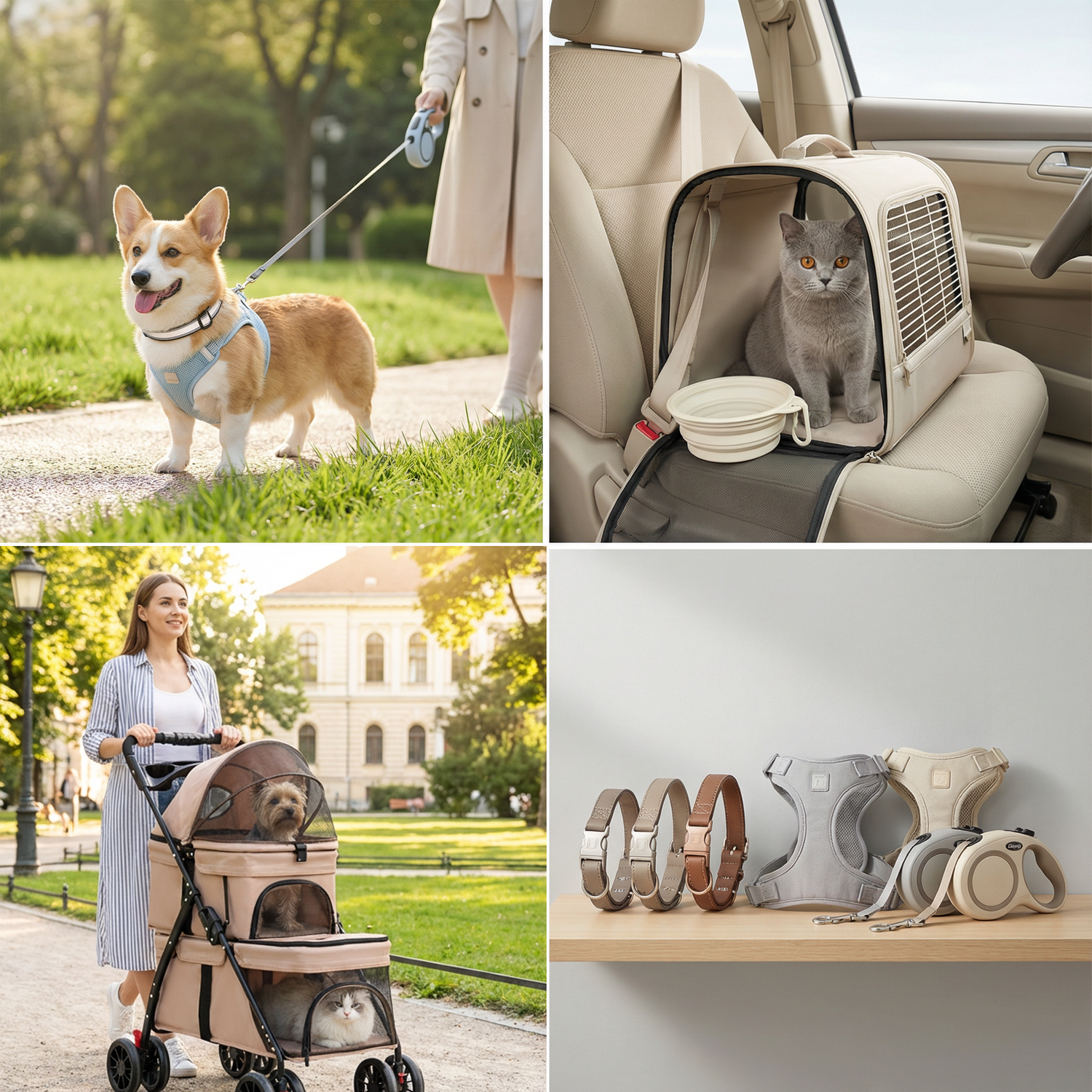 Walking & Safety Pet Gear Bundle – Harness, Carrier, Stroller & Travel Essentials, Trusted for Secure & Comfortable Pet Outings