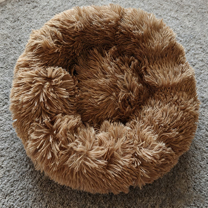 Dog & Cat Calming Donut Bed  Washable Round Fluffy Pet Bed