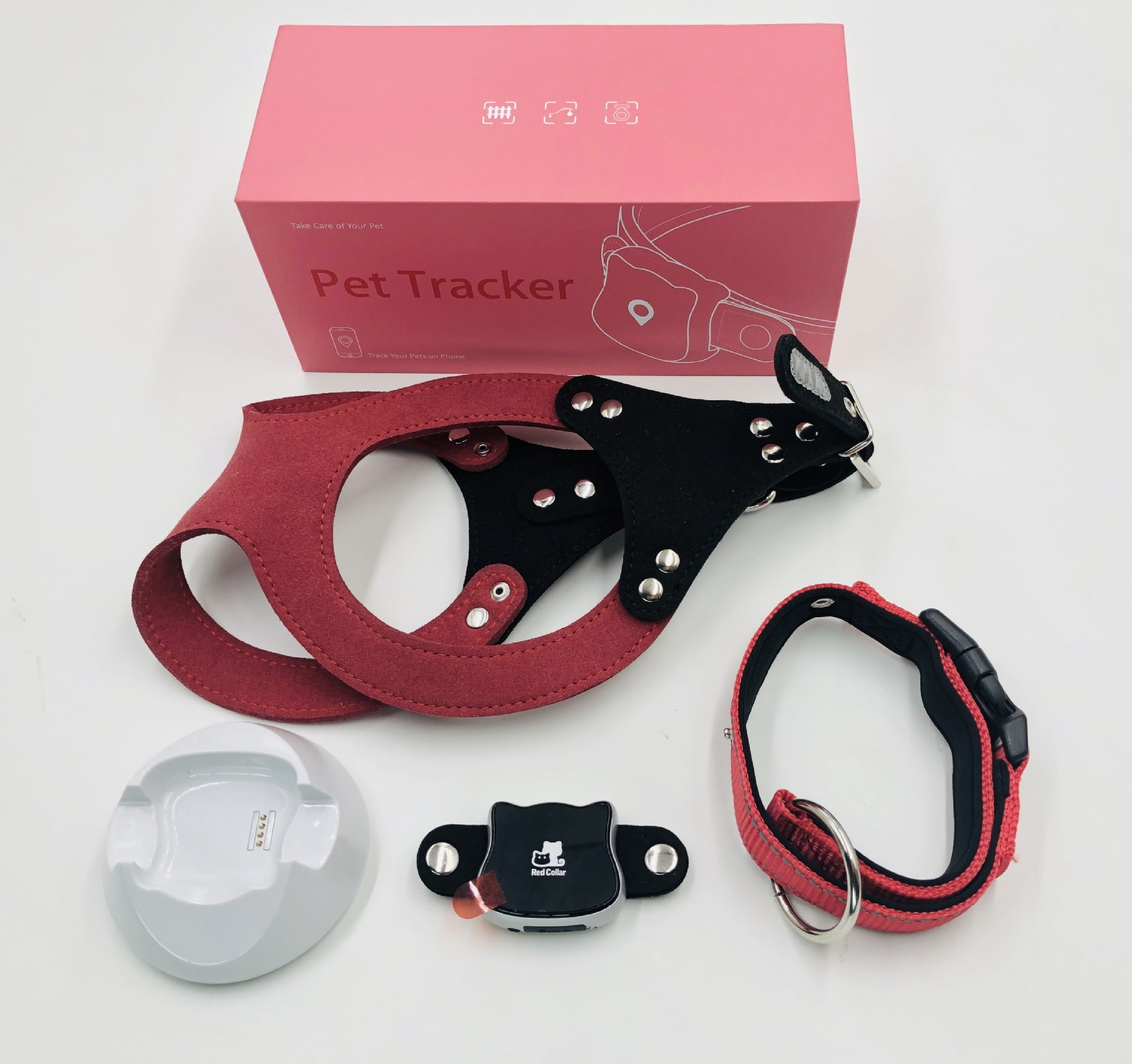Pet tracker complete kit with collar, harness, charger, and tracker – a convenient solution to eliminate worries about missing accessories, providing everything you need for quick setup and reliable pet tracking.