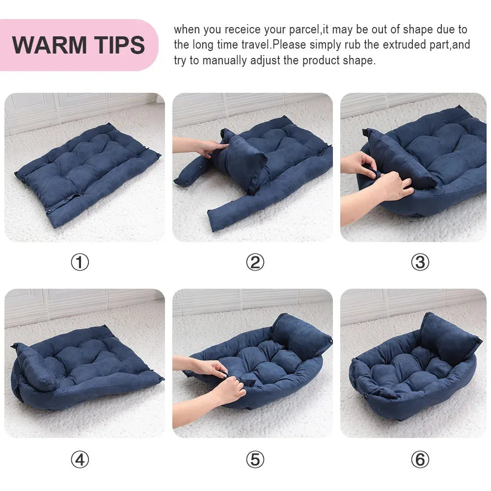 Step-by-step guide to assembling the convertible pet bed – a user-friendly solution to ease any setup concerns, letting you quickly transform the bed into a mat, sofa, or enclosed bed for your pet’s preference.