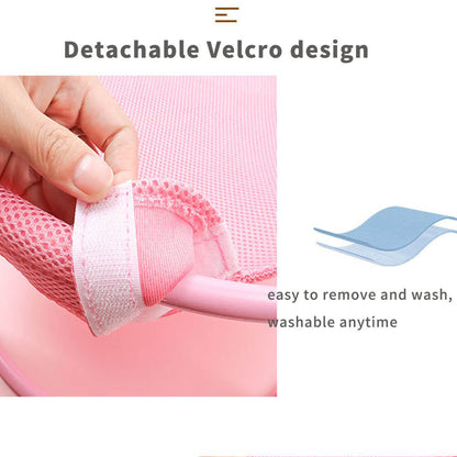 Close-up of detachable velcro on pink cat hammock, showing easy removal for washing, a convenient feature for pet owners to keep the cat bed clean.
