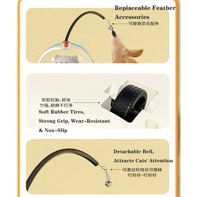 Smart Electric Cat Toy: Laser & Feather, Auto-Play for Boredom Relief