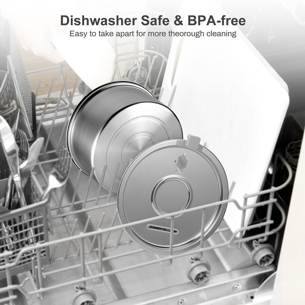 Stainless steel pet fountain in dishwasher – a convenient solution to eliminate the stress of cleaning, ensuring your pet’s water source stays hygienic and safe with easy dishwasher cleaning.