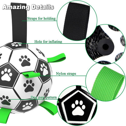 Dog Soccer Ball with Straps: Durable Pet Training Outdoor Toy