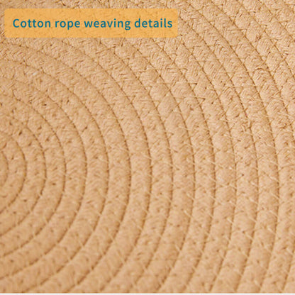 Close-up of premium cotton rope weaving texture on pet bed inner lining, highlighting durable, lint-free, and scratch-resistant construction for long-lasting use.