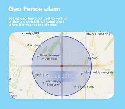 Geo fence feature on pet tracker app, showing safe zone and alert – a proactive solution to ease worries about pets wandering off, sending alerts when they leave a set safe range.