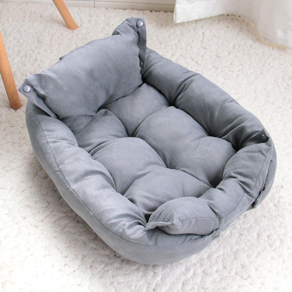 Grey convertible pet bed sofa with plush design – a stylish solution to eliminate your pet’s discomfort, providing a cozy, supportive spot that blends with your home decor, ideal for small to medium dogs and cats.
