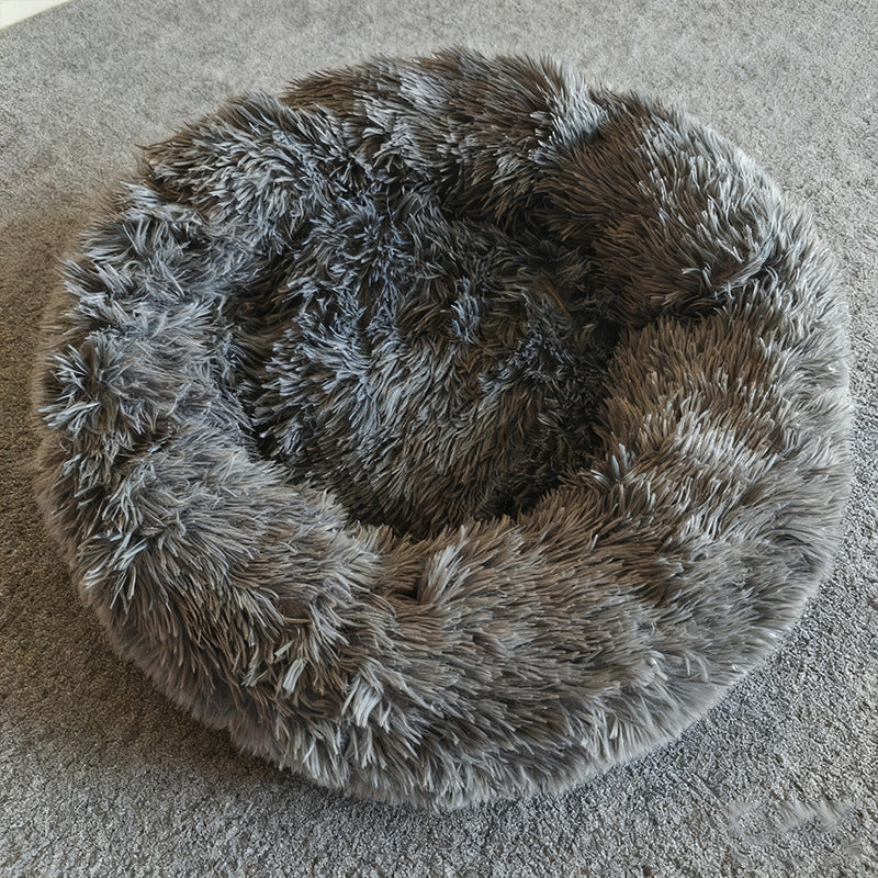 Dog & Cat Calming Donut Bed  Washable Round Fluffy Pet Bed