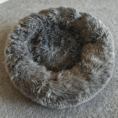 Dog & Cat Calming Donut Bed  Washable Round Fluffy Pet Bed