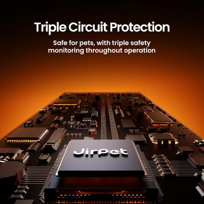 Jirpet pet dryer with triple circuit protection – a reliable choice to ease pet parents’ fears of overheating, ensuring safe, consistent drying for your pet’s delicate skin.