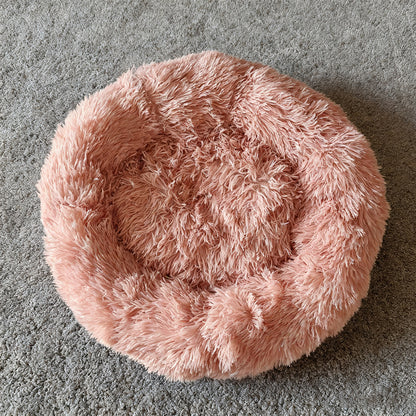 Dog & Cat Calming Donut Bed  Washable Round Fluffy Pet Bed