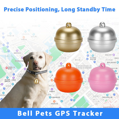Multi-color (gold/silver/orange/pink) dog GPS bell tracker with precise positioning and long standby time, solving the troubles of inaccurate tracking and frequent charging of pet devices.