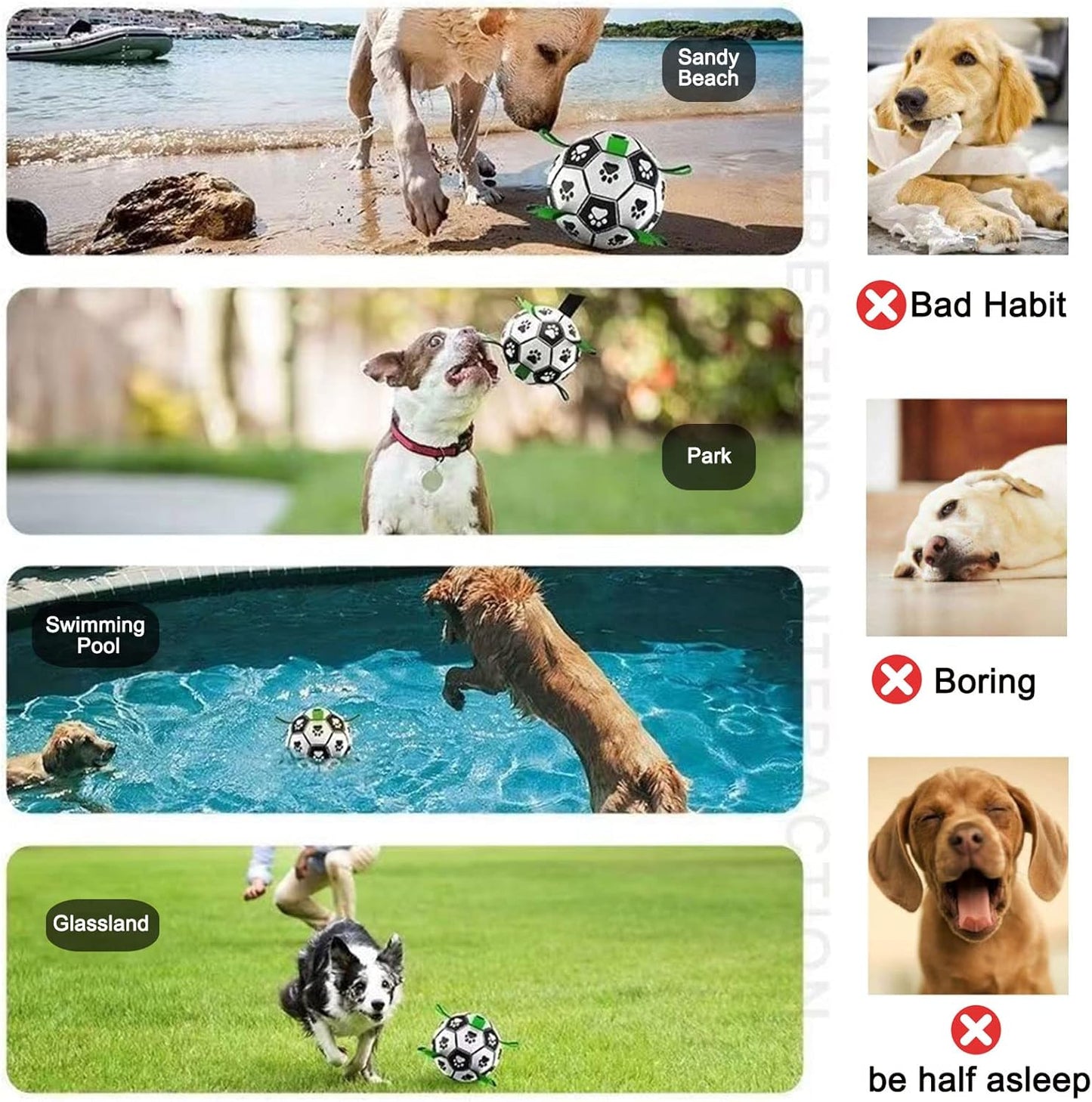 Dog Soccer Ball with Straps: Durable Pet Training Outdoor Toy