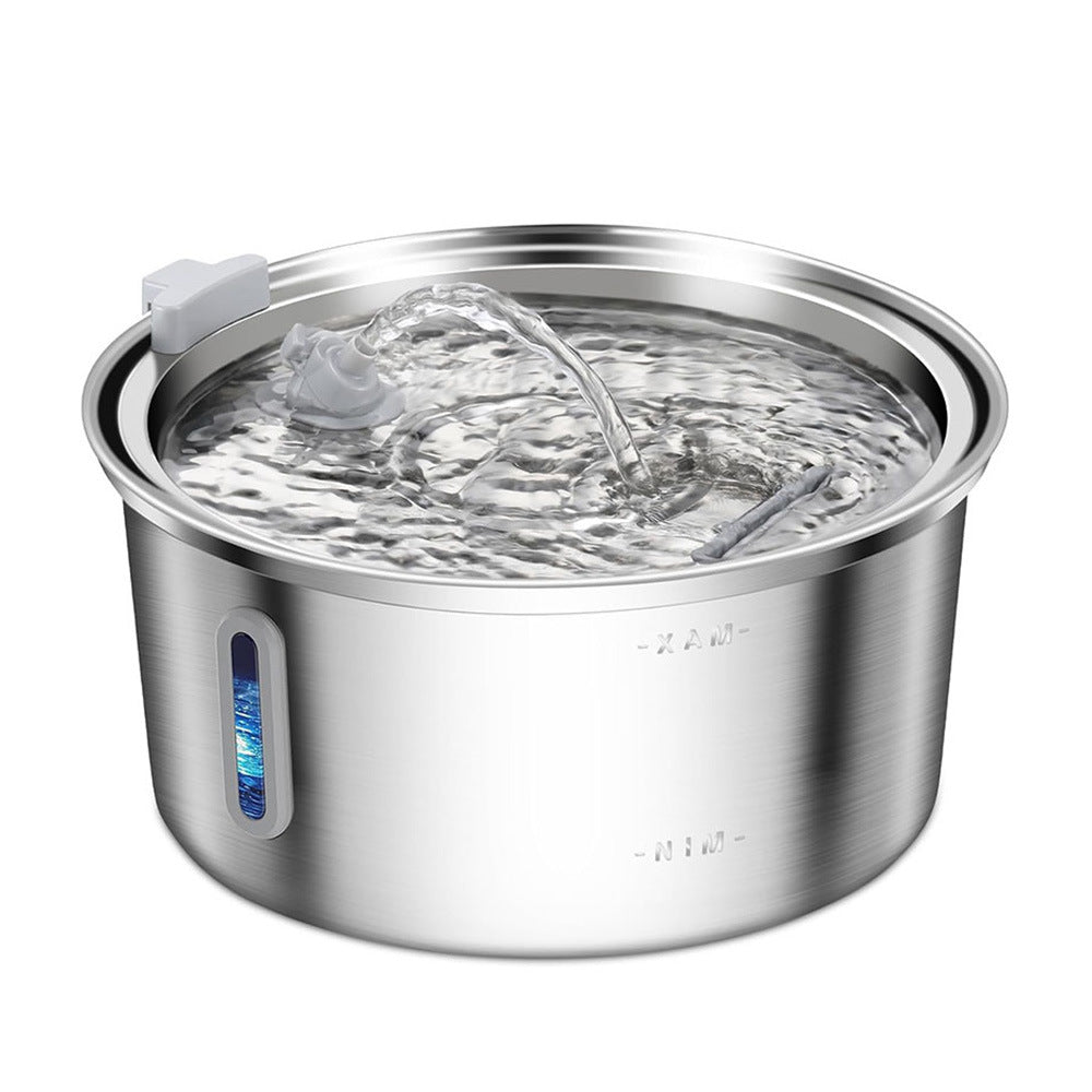 Stainless steel pet fountain with visual water level indicator – a convenient solution to eliminate the guesswork of when to refill, letting you always know your pet’s water status and keep them hydrated.
