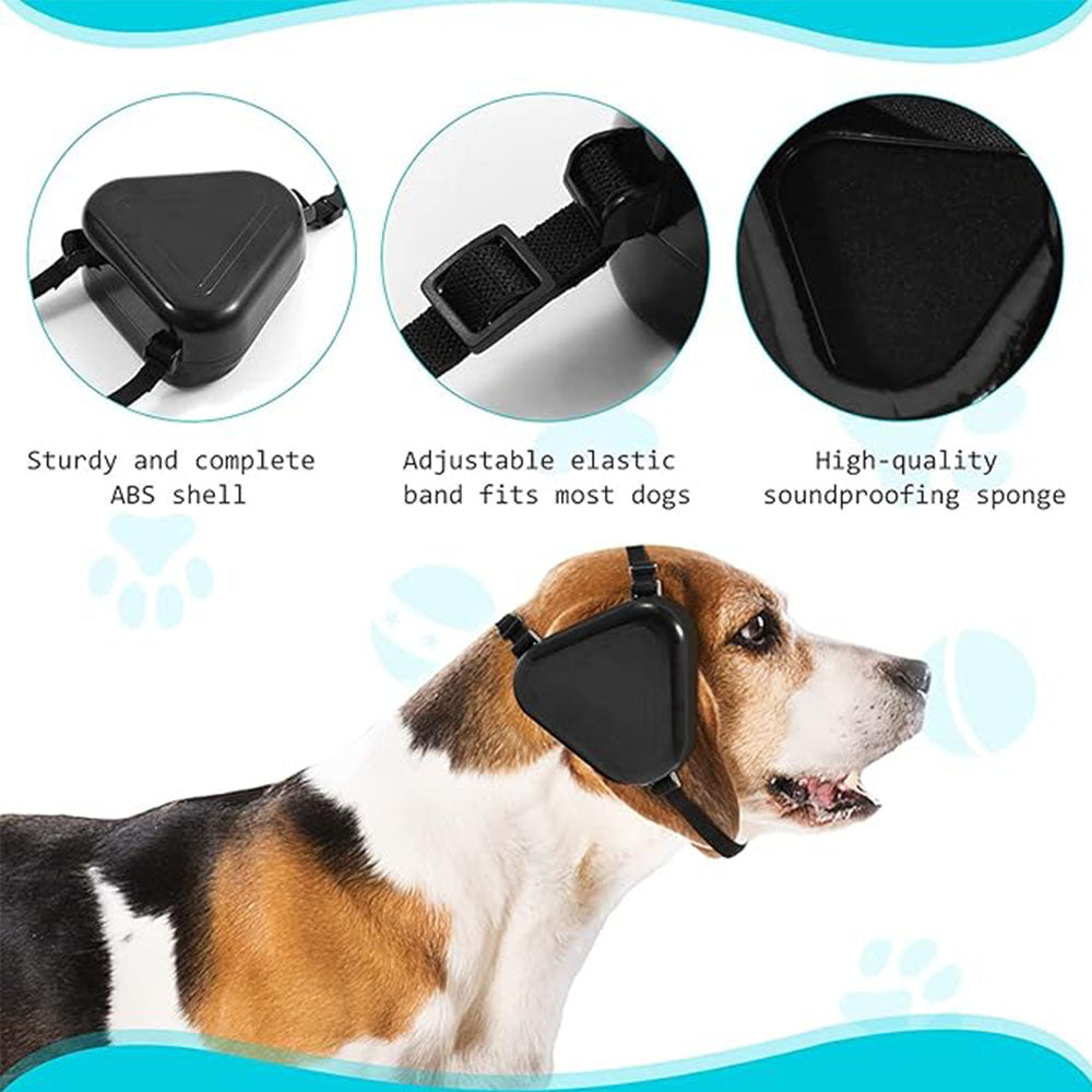 Pet noise canceling earmuffs: sturdy ABS shell, adjustable band (universal fit), high-quality soundproof sponge—blocks thunder/fireworks/construction noise effectively.