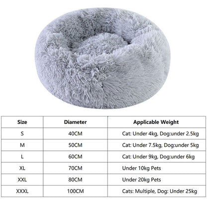 Dog & Cat Calming Donut Bed  Washable Round Fluffy Pet Bed