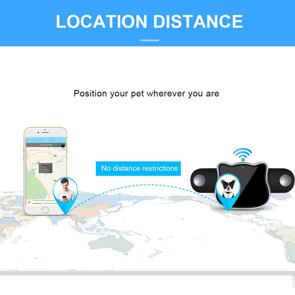 GPS pet tracker with unlimited distance tracking – a boundary-breaking solution to end worries about tracking range, letting you locate your pet from anywhere in the world, ensuring peace of mind.