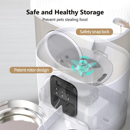 Voluas pet feeder’s internal safe storage design with patent rotor and safety lock – a secure solution to stop pets from stealing food, ensuring your pet’s meals remain safe and untouched until feeding time.