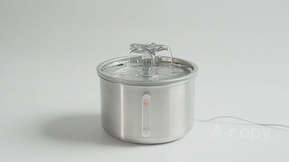 Stainless Steel Pet Water Fountain with Visible Window