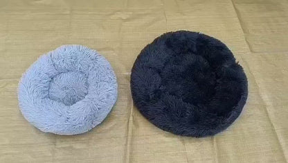 Dog & Cat Calming Donut Bed  Washable Round Fluffy Pet Bed