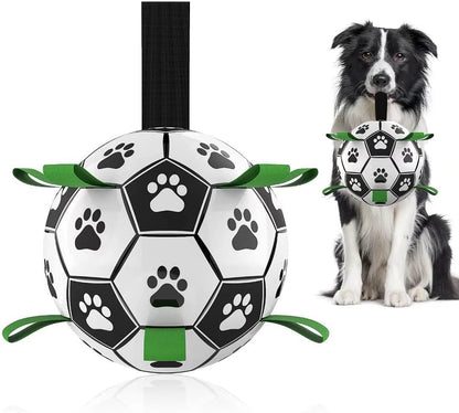 Dog Soccer Ball with Straps: Durable Pet Training Outdoor Toy